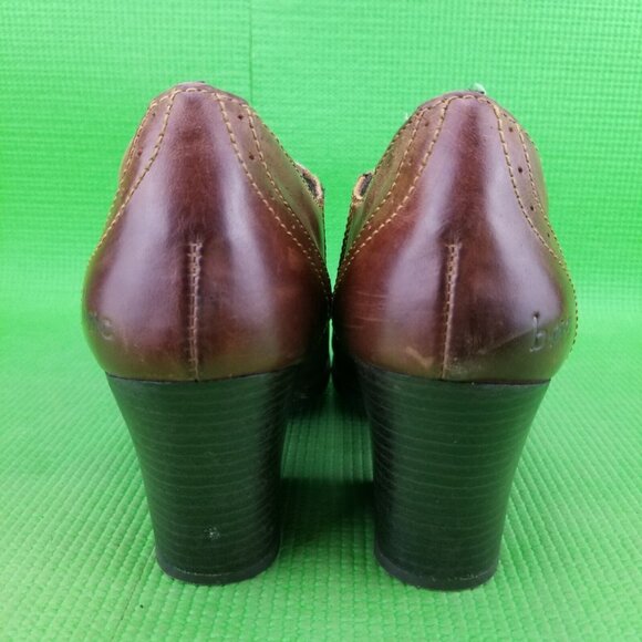 ✅BOC Brown Leather Ankle Booties Block Heels Womens 9.5 INSOLES LIFTING + DAMAGE - Picture 10 of 12
